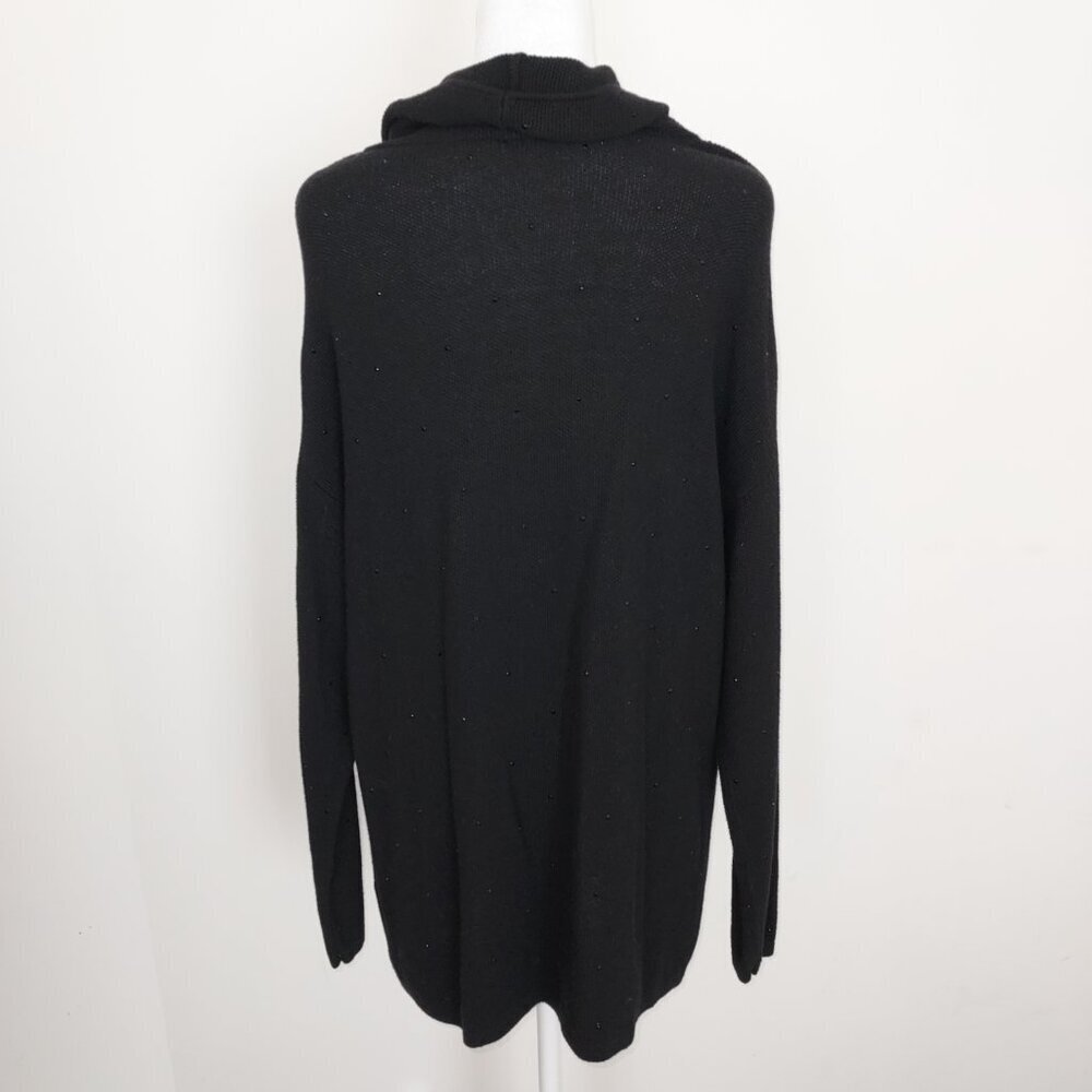 J Jill Wool Blend Cowl Neck Embellished Black Sweater Size Medium - Picture 3 of 10